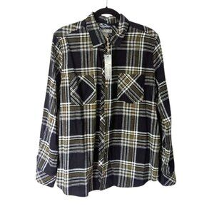 Natural Reflections Flannel Cotton Black and Green Plaid Shirt Size XL